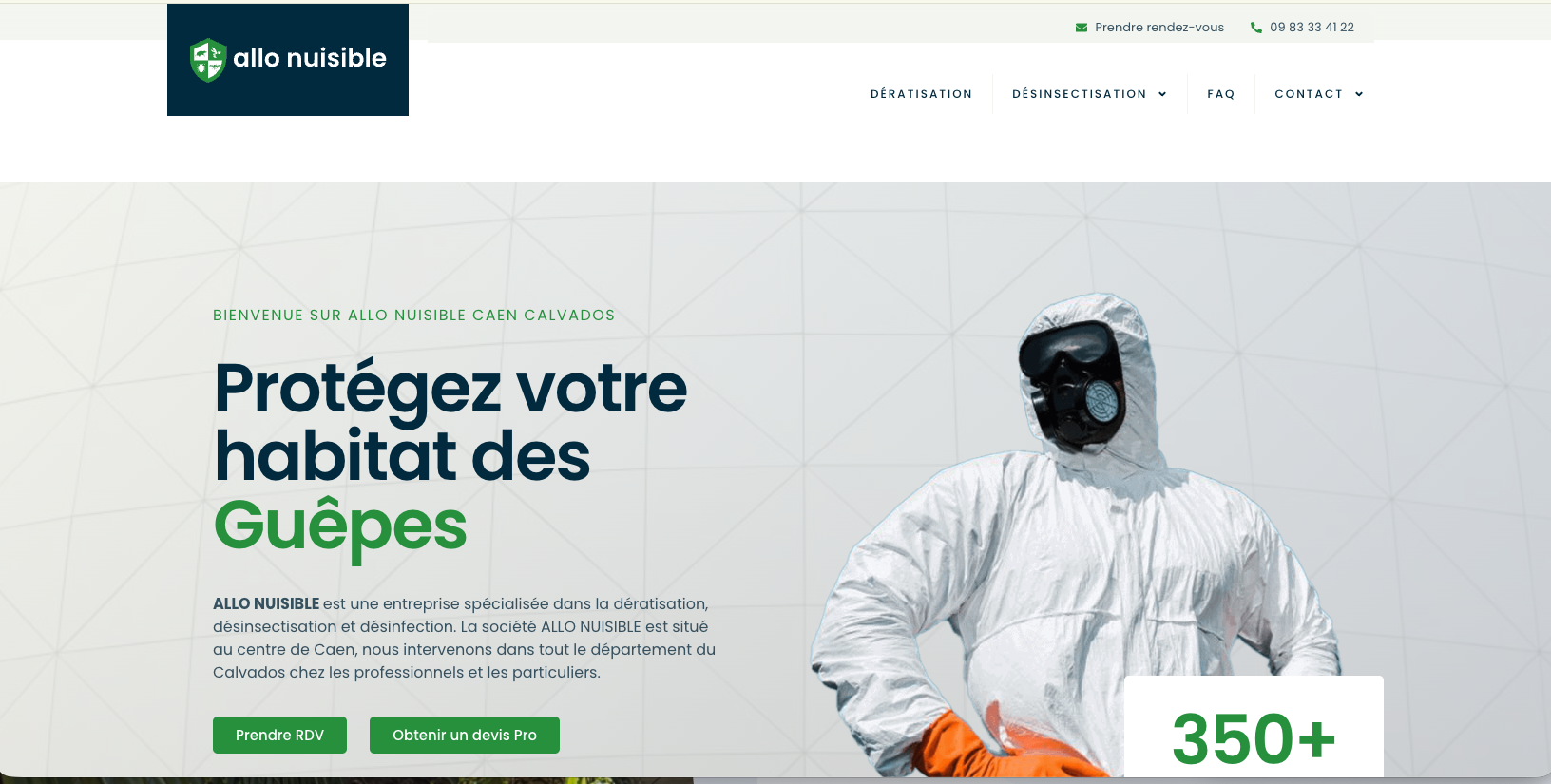 Site web Allo Nuisible Caen réalisé par EP Digital X
