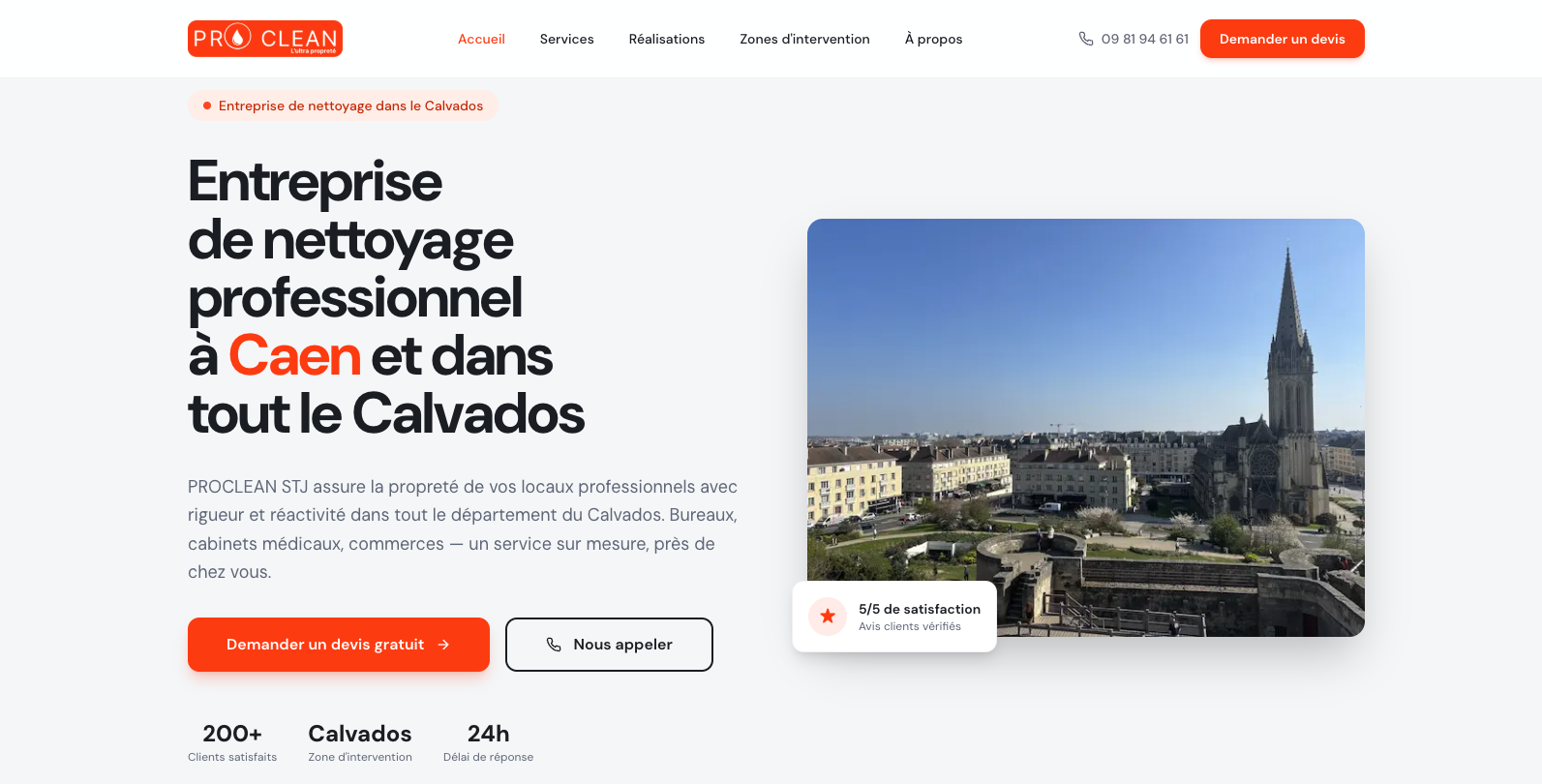 Site web Proclean STJ réalisé par EP Digital X